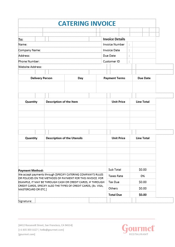 Catering Service Invoice Template PSD template